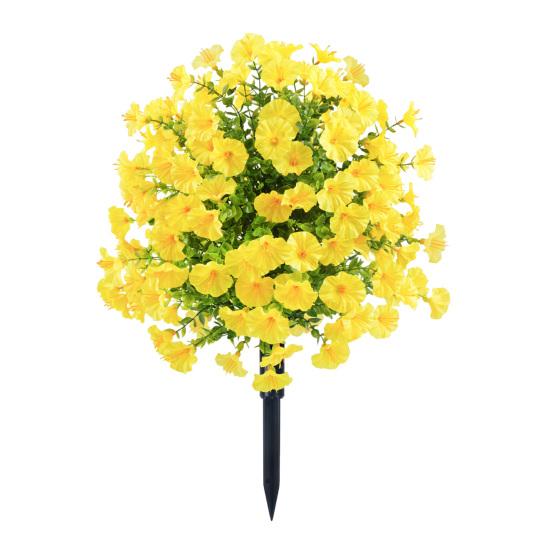 Faux Morning Glory Flowers Artificial Morning Glory Bush with Ground Spike Realistic Fake Greenery Shrubs for Farmhouse Porch Patio Decoration