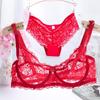 European Style Plus Size Ultra-Thin Lace Underwire Bra Set - Sexy, Transparent, Comfortable Sleepwear