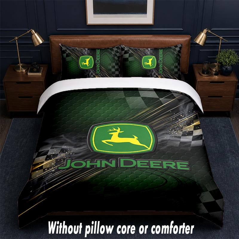 John Deere Design Bed Bedding Set 1 Duvet Cover + 2 Pillowcases Soft Breathable Household Bed Linens