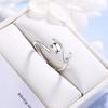 100% 925 Sterling Silver Sticky Cat with Long Tail Finger Rings for Women Adjustable Engagement Ring Wedding Party Jewelry
