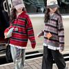 Girls' Striped Polo Sweater: 2025 Kids' Fashion, Autumn/Winter, Knitted Wool, Casual Big Kids' Clothing