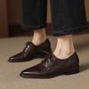 New Women's Leather Shoes Comfortable Fashion Shoes Rubber Soft Sole Pointed Four Seasons Wear Cowhide Lace-up Small Leather Shoes
