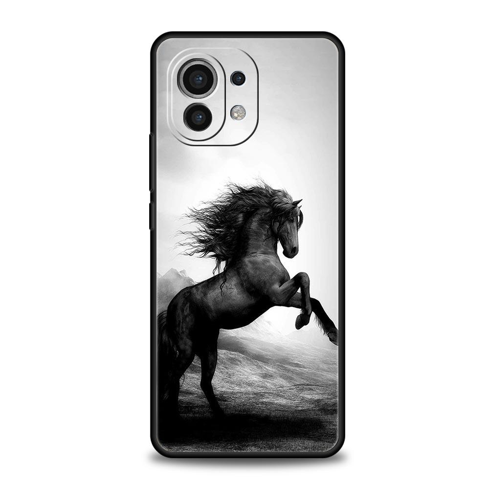 Чехол для телефона с изображением животного Лошадь для Xiaomi Mi 15 14 Pro 13 12 11 Lite 5G 10T 11T 12T 13T 14T Poco X6 X5 X4 X3 NFC F3 F4 GT Черный Чехол