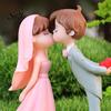 Wedding Cake Decoration 1 Pair Miniature Toppers Mini Bride Groom Figurine Romantic Topper Kissing Couple Resin Statue for Anniversaries Engagement
