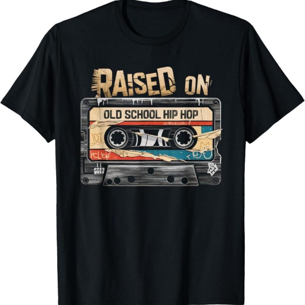 Футболка RAISED ON OLD SCHOOL HIP HOP Кассета Граффити Рэп Футболка