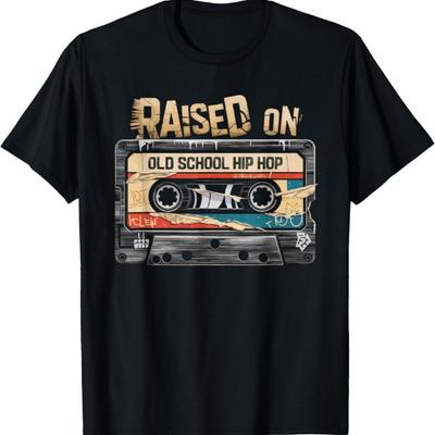 Футболка RAISED ON OLD SCHOOL HIP HOP Кассета Граффити Рэп Футболка