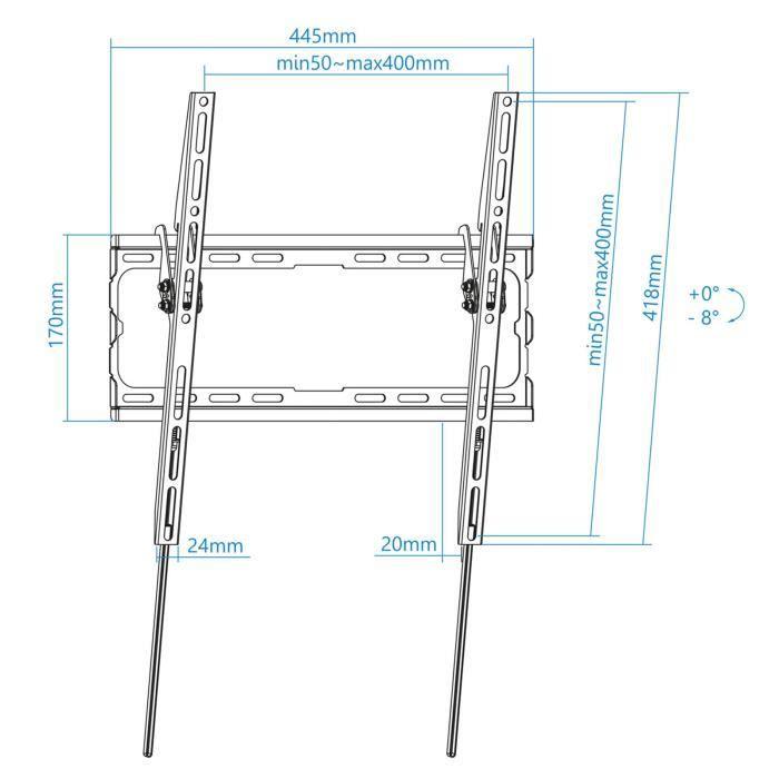 TooQ Support mural inclinable TOOQ pour écrans 32" - 70" VESA 75x75 à 400x400 mm