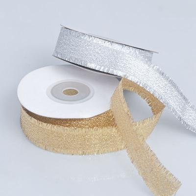 Изготовление элегантных новогодних золотых лент с бахромой из усиков для вечеринок, свадеб, выпечки, подарков, бантов, подарочных пакетов, декоративных галстуков, серебряных лент, домашнего декора