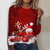 2025 Autumn & Winter Women's New Casual Crew Neck Long Sleeve Top 3D Christmas Pattern Ideal Halloween Christmas Gift