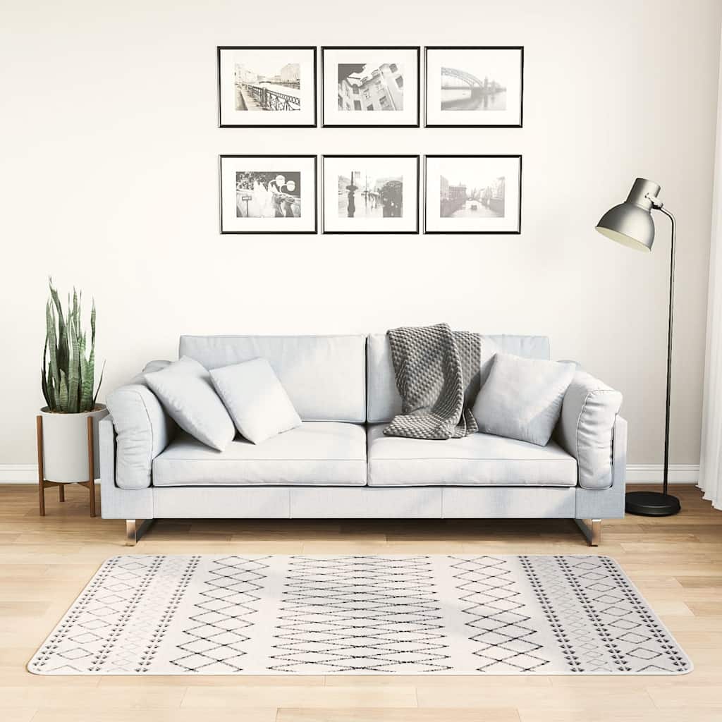 Washable Rug 80 x 150 cm Black and White