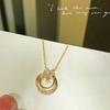 Women's Circle Necklace Gold Diamond Clavicle Chain Korean Simple Temperament Bow Pendant
