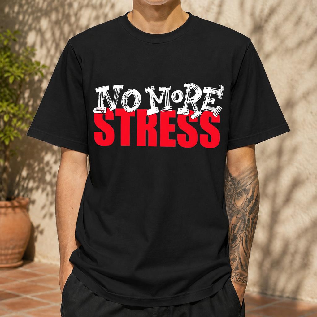 2026 New Pure Cotton Tshirt Reject Anxiety Slogan Print Crew Neck Short Sleeve Casual Top