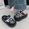 Fashion Diy Pearls Rhinestone Platform Garden Shoes Women Fashion Pearl Chain Thick Bottom Clogs Sandals Woman Non Slip Summer Sandles
