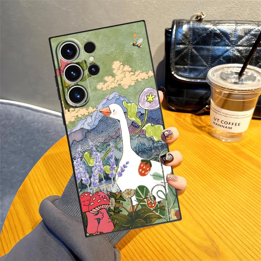 Мультяшный чехол Утка Кошка для Samsung Galaxy S26 Ultra S10 S9 Note 20 8 9 10 S24 S25 Plus S21 FE S20 Ultra S23 Funda Чехол для телефона
