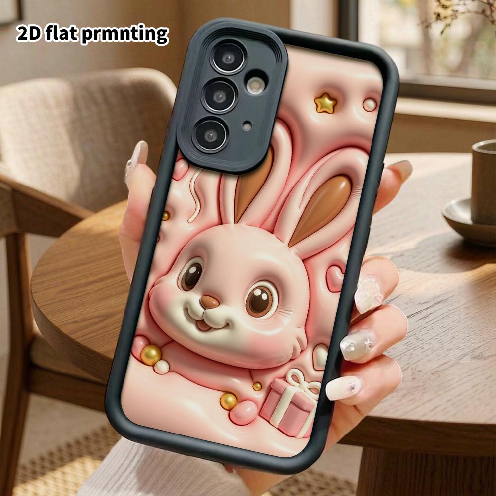 Phone case: 2D flat, suitable for Samsung Galaxy A34 A35 M05 M06 S20 S22 S21 FE Plus 5G protective case, pink bunny, perfect Christmas and Halloween h