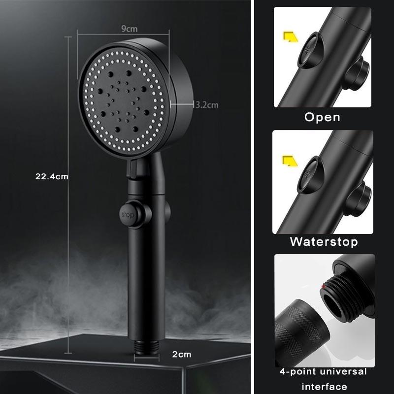 1Piece Handheld Shower Head, High Pressure Shower Head 5 Mode Adjustable One-key Stop Water Shower Head Bathroom Accessories
