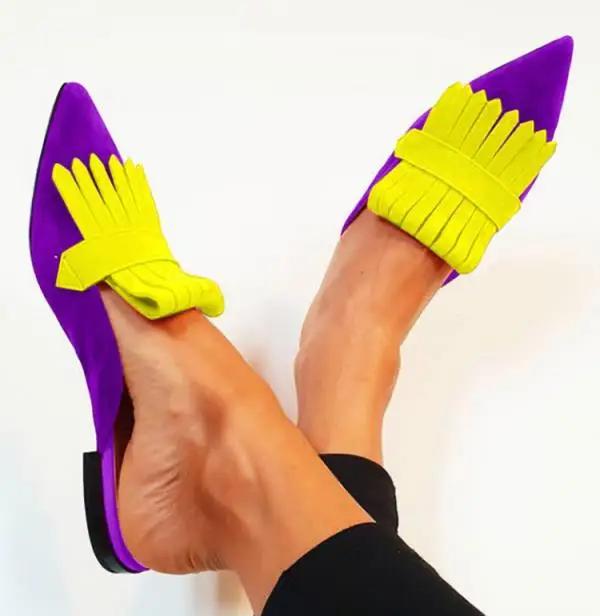 Модная женская повседневная обувь большого размера с острым носком, кроссовки на низком каблуке с кисточками, туфли-лодочки на плоской подошве, новый стиль, сандалии на шнуровке