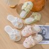Elegant Hairy Slippers Bow Linen Slippers Indoor Sandals Slippers Simple Fabric Cotton Slippers Female Home Shoes Slippers Pink