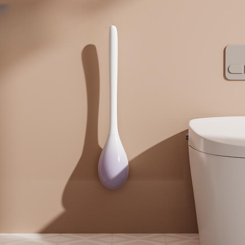 Туалетная щетка без мертвых углов, бытовая, без перфорации, силиконовая щетка для унитаза, настенная, с длинной ручкой, для чистки сидений унитаза