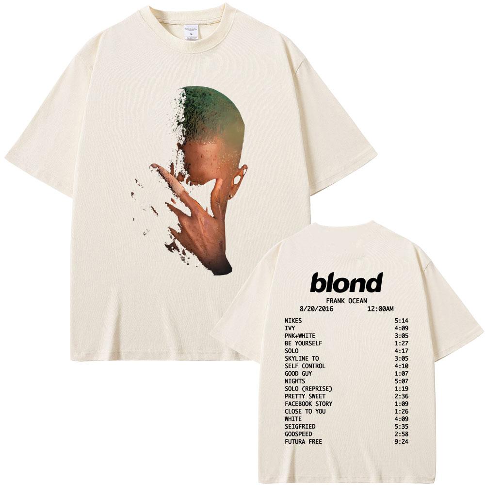 Рэпер Фрэнк Мода Винтажные Графические Футболки Мужские Женские Океан Хип-Хоп Тренд Футболки Блондин Оверсайз Футболка Мужская Хлопковая Футболка