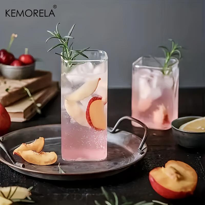 1PCS Creative Square Glass Transparent Cold Drink Large Capacity Iced Coffee Milk Tea Drinking Cup Red Wine Glass Coffee Cup