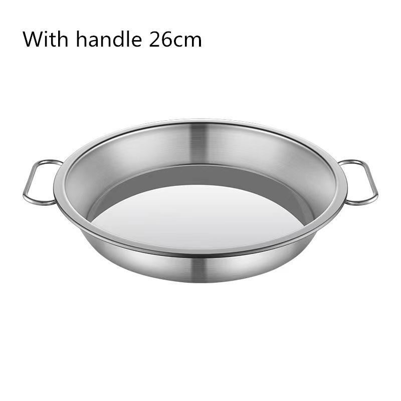 Поднос для хранения продуктов из нержавеющей стали с ручкой, круглые плоские сервировочные тарелки, салатницы, закуски, фруктовые блюда, кухонные органайзеры