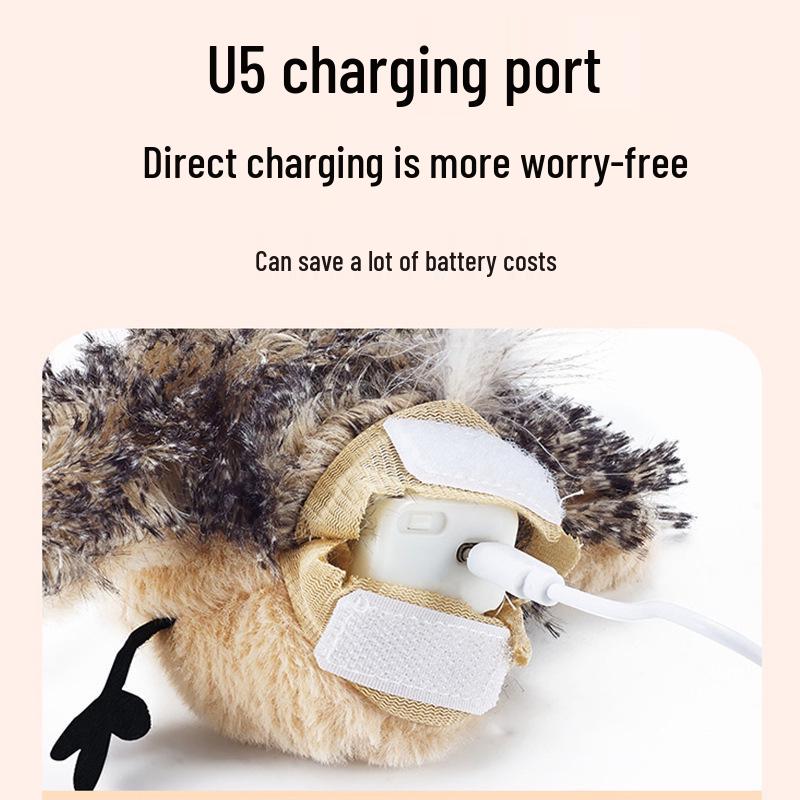 Игрушка Электрический Воробей для Кошек с Пультом Управления - Интерактивный Симулятор Крыльев для Самостоятельной Игры для Кошек