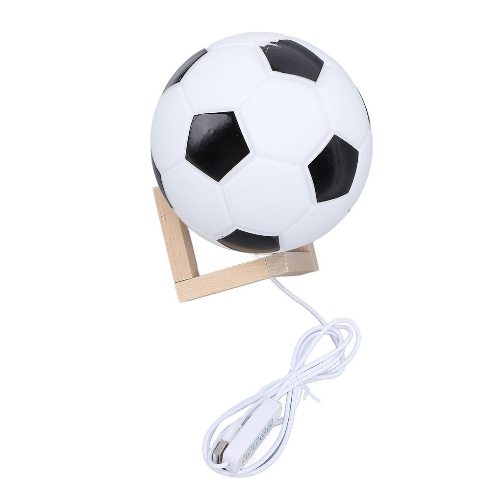 Soccer Night Light with Wooden Stand 3 Color Temperature Dimmable 3D Soccer Lamp Light for Boys Girls Soccer Lover