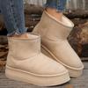 Мода 2024 года, зимние женские утепленные плюшевые теплые зимние ботинки, толстая подошва, нескользящая хлопковая подкладка, женские однотонные ботильоны на платформе