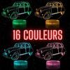 Lampe chevet 3D LED voiture de collection 2CV deux chevaux, Veilleuse changement de couleurs, Lampe tactile bureau chambre vintage
