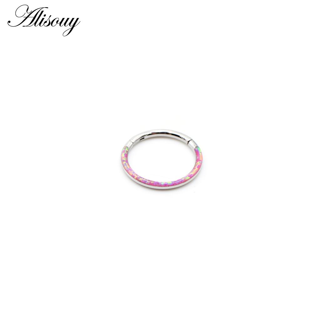 Alisouy 1 шт., нержавеющая сталь 316L 16G, поворотный шарнирный кликер, кольцо для носовой перегородки, опаловое кольцо, серьги для бровей и губ, украшения для пирсинга тела