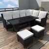 4 Piece Garden Lounge Set with Cushions Poly Rattan Black