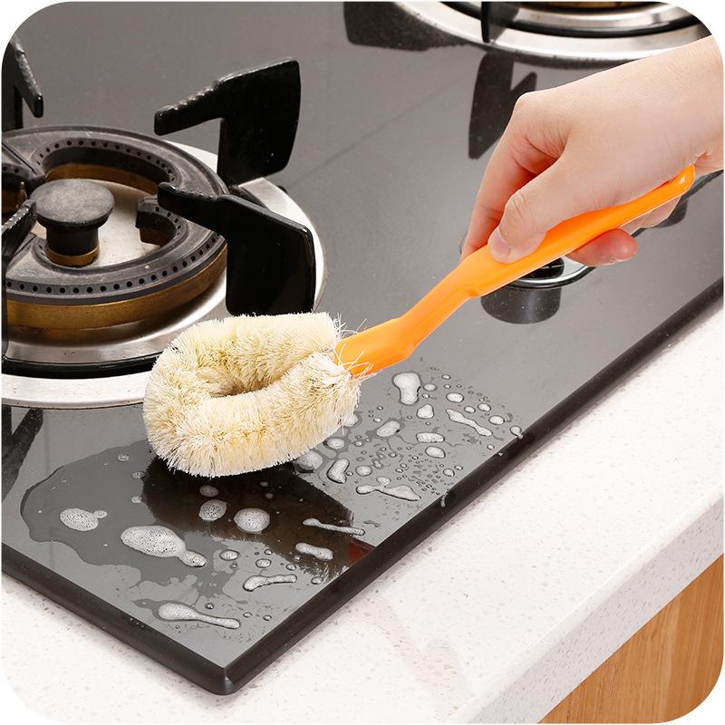 Hemp Fiber Long Handle Dishwashing Brush Kitchen Dishwashing Degreasing Cleaning Brush Rust Decontamination Cleaning Brush Pot Brush Pot Brush