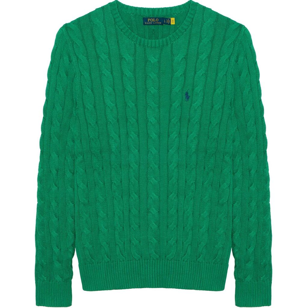 Polo Ralph Lauren Ss22 Solid Color Logo Embroidered Cable Knit Sweater Men Sweater Green 710775885-042