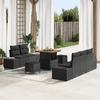 8-Piece Garden Sofa Set with Cushions Black Poly Rattan Acacia, 2-Seater Garden Sofa with Storage & Cushions 3364674