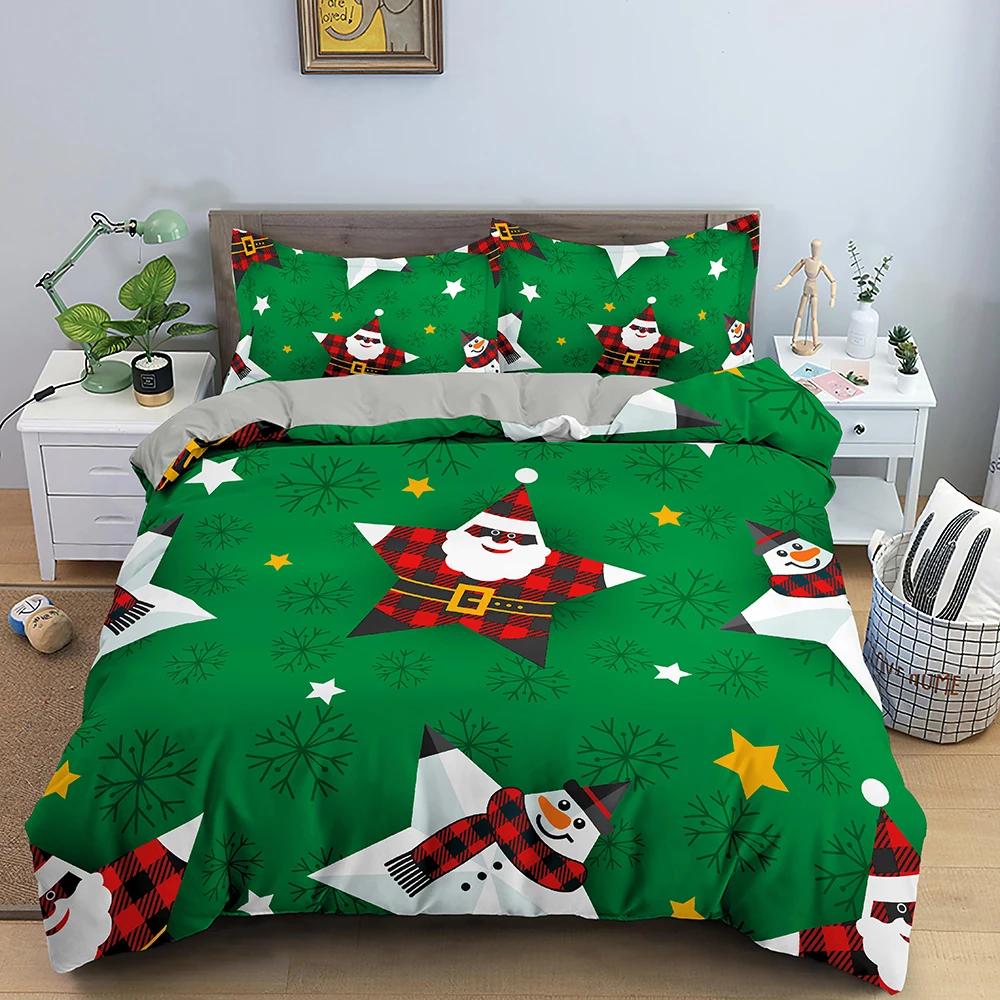 Comforter Christmas Bedding Set 3D Print Santa Claus King Queen Single Double Size Kids Polyester Bedding Set No Bed Sheet