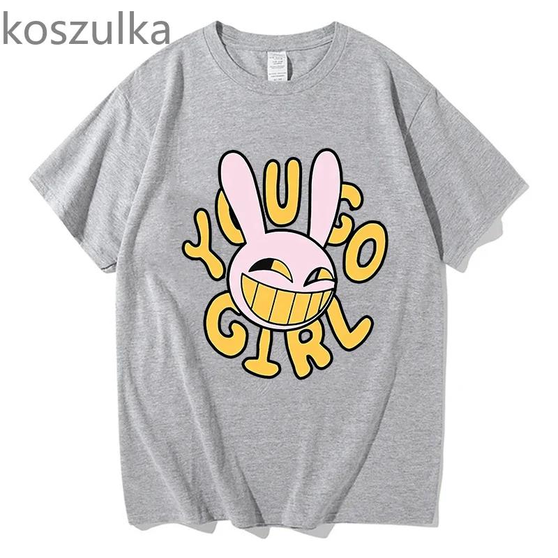 Anime The Amazing Digital Circus Jax Merch TShirt Bunnnyy you go Girl Unisex Short Sleeved T Shirt Casual Tee Summer Fashion