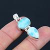 Natural Larimar Gemstone Pendant, 925 Sterling Silver, Handmade Two Gemstone Pendant Jewelry, Valentine's Day Gift For Her