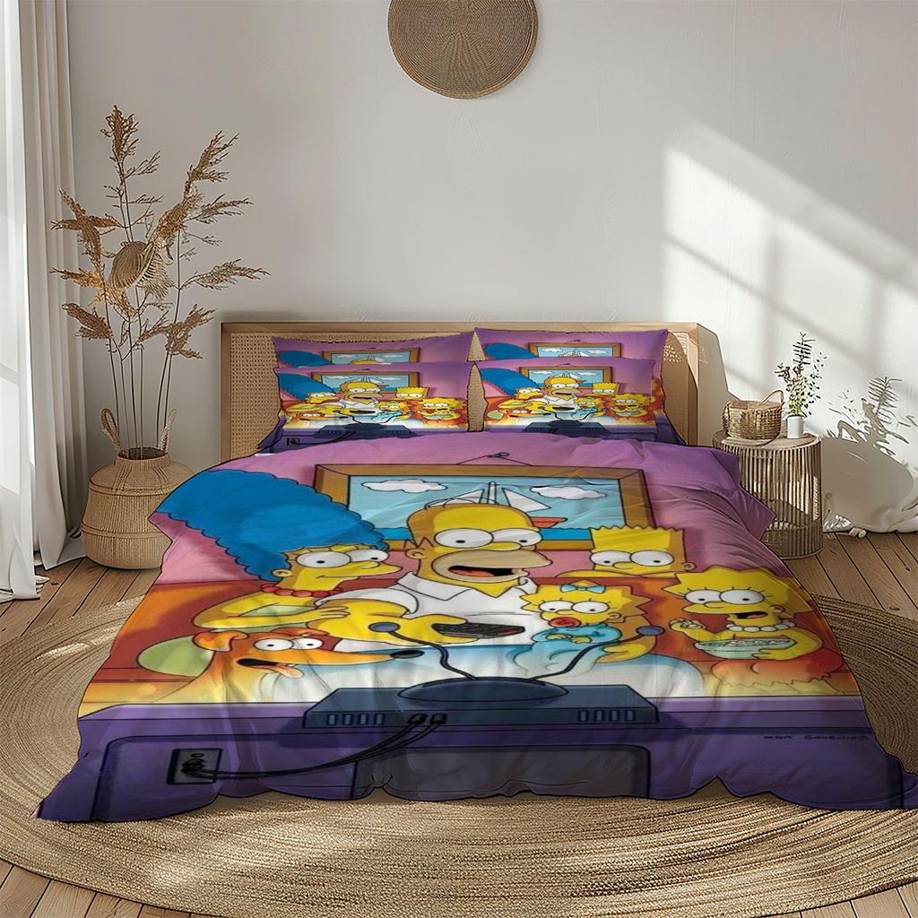 Swimming Simpsons Duvet Cover Set Single Twin Double Queen King Cal King Size Bed Linen Set