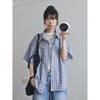 Summer New Plaid Shirt Men'S Style Retro American Short Sleeved Shirt Japanese Shirt Jacket