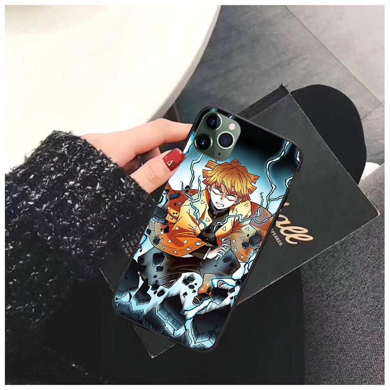 Чехол для телефона Demon Slayer Agatsuma Zenitsu Anime для iPhone 14 13 12 11 Pro MAX X XS Max XR Mini SE 7 8 Plus Black Funda Coque