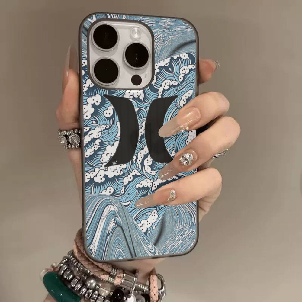 Классический Известный Бренд Логотип H-HurleyS Для IPhone 16 15 14 13 12 11 17 Pro Max Plus Волна Гофрированный Чехол для Телефона Противоударная Крышка