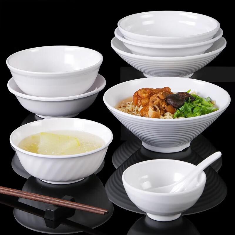 White Melamine Noodle Bowl - 10 Pack