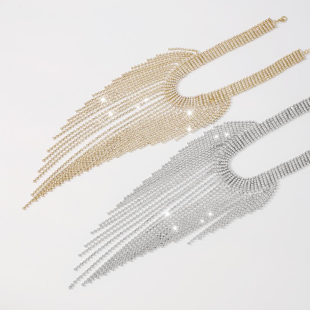 BLINGBAY женское ожерелье с подвеской с кисточками и стразами, светлое роскошное ожерелье для ночного клуба, цепочка с когтями ветра, ожерелье в стиле ретро, ​​ювелирные изделия для девочек, подарок