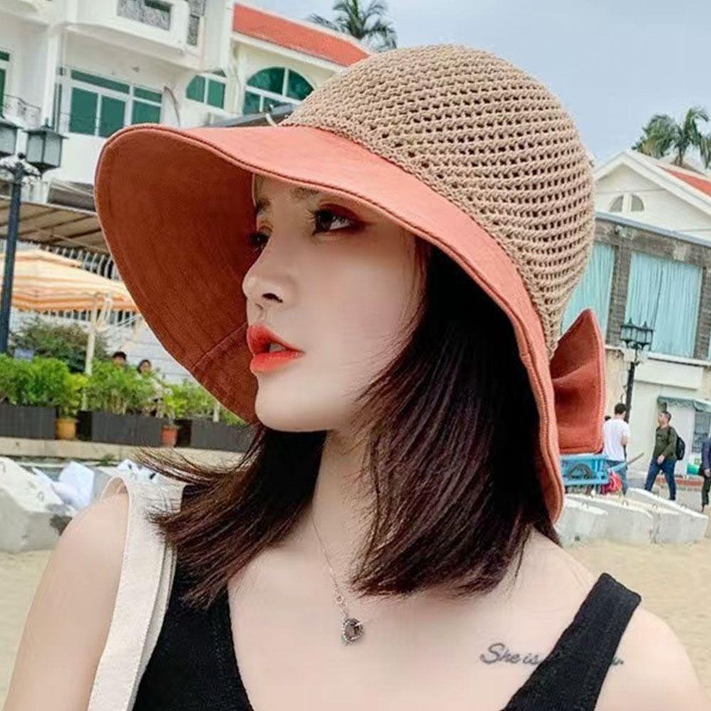 Summer UV Protection Panama Hat Foldable Beach Cap Sunshade Hat Sun Cap Bucket Hat