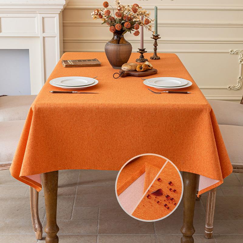 Faux Linen Rustic Reusable Rectangular Table Cloth Cover for Dining Waterproof Waterproof No-wash Dust-proof Coffee Table Cloth