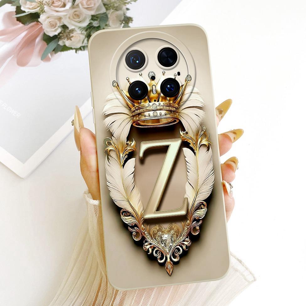 Case For Huawei Mate 70 Pro Cover Aesthetic Luxury A-Z Letter 2D Painted Silicone Casing For Huawei Mate 70Pro PLR-AL00 PLR-AL50