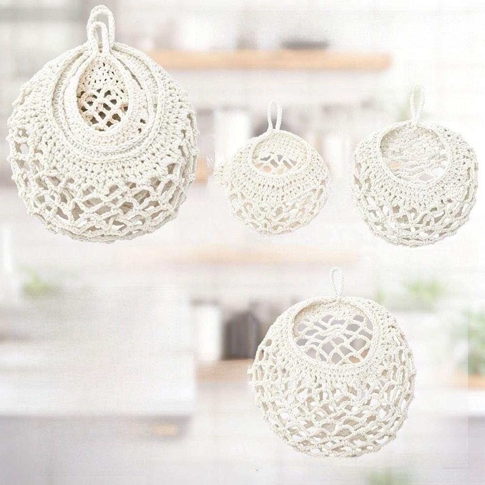 3Pcs/Set Wall Mount Wall Hanging Basket Teardrop Shape Vegetable Woven Basket for Kitchen