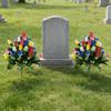 Artificial Cemetery Flower 24 Heads Faux Silk Rose Bush Memorial Rose Flower Bouquet for Headstones Gravesite Vase