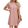 Женское летнее платье свободного кроя с круглым вырезом, карманами, короткими рукавами и средней длиной